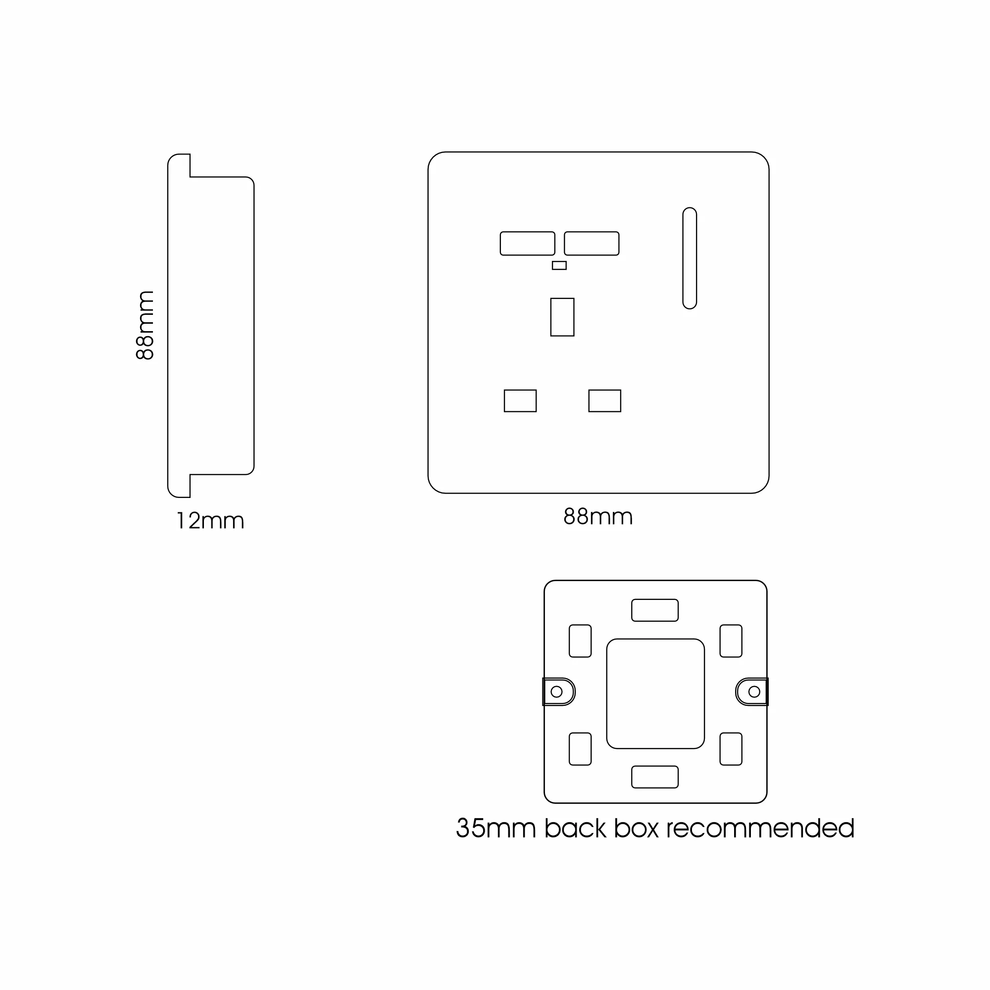 1 Gang Switched Single Socket 13A With 2 x USB-A 10W (Shared) With Neon Insert Brushed Steel ART-SKT13USBBS  Trendi Brushed Steel